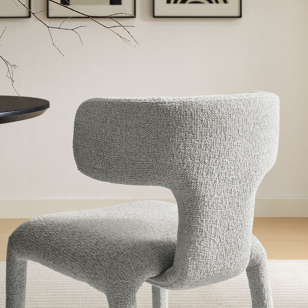 Thalienne Boucle Dining Chair Set of 2, Light Gray