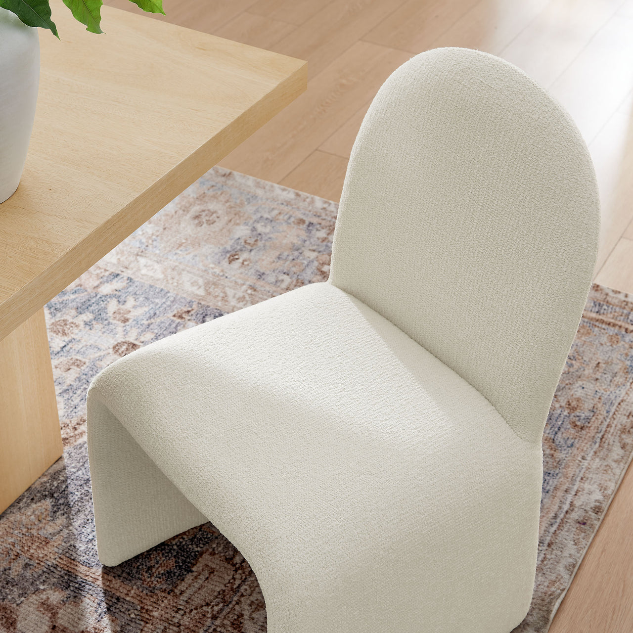 Olyndra Boucle Dining Chair, Cream