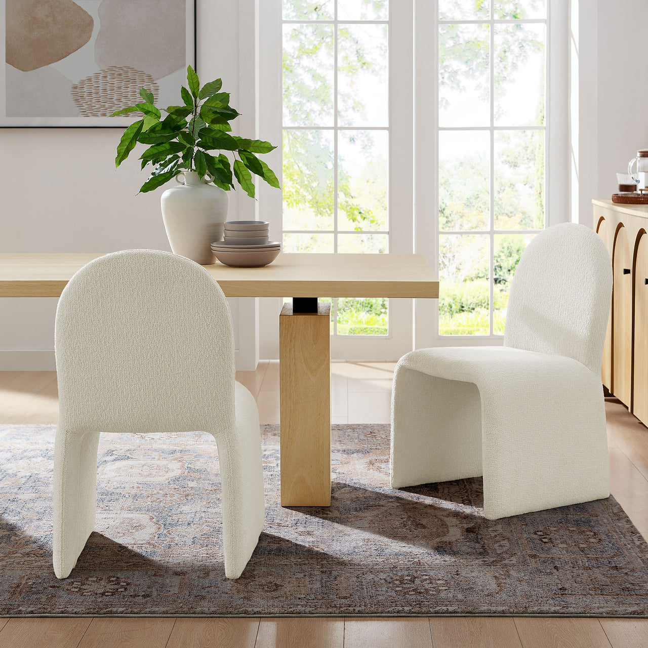 Olyndra Boucle Dining Chair, Cream