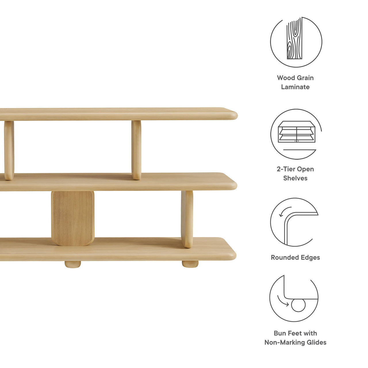 Luthienne Bookshelf, Natural Wood