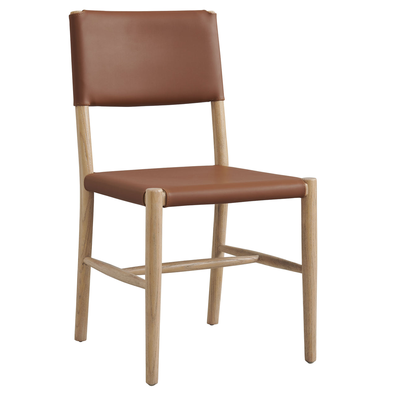 Dalvra Eco-Leather Dining Chair Set of 2, Natural Wood