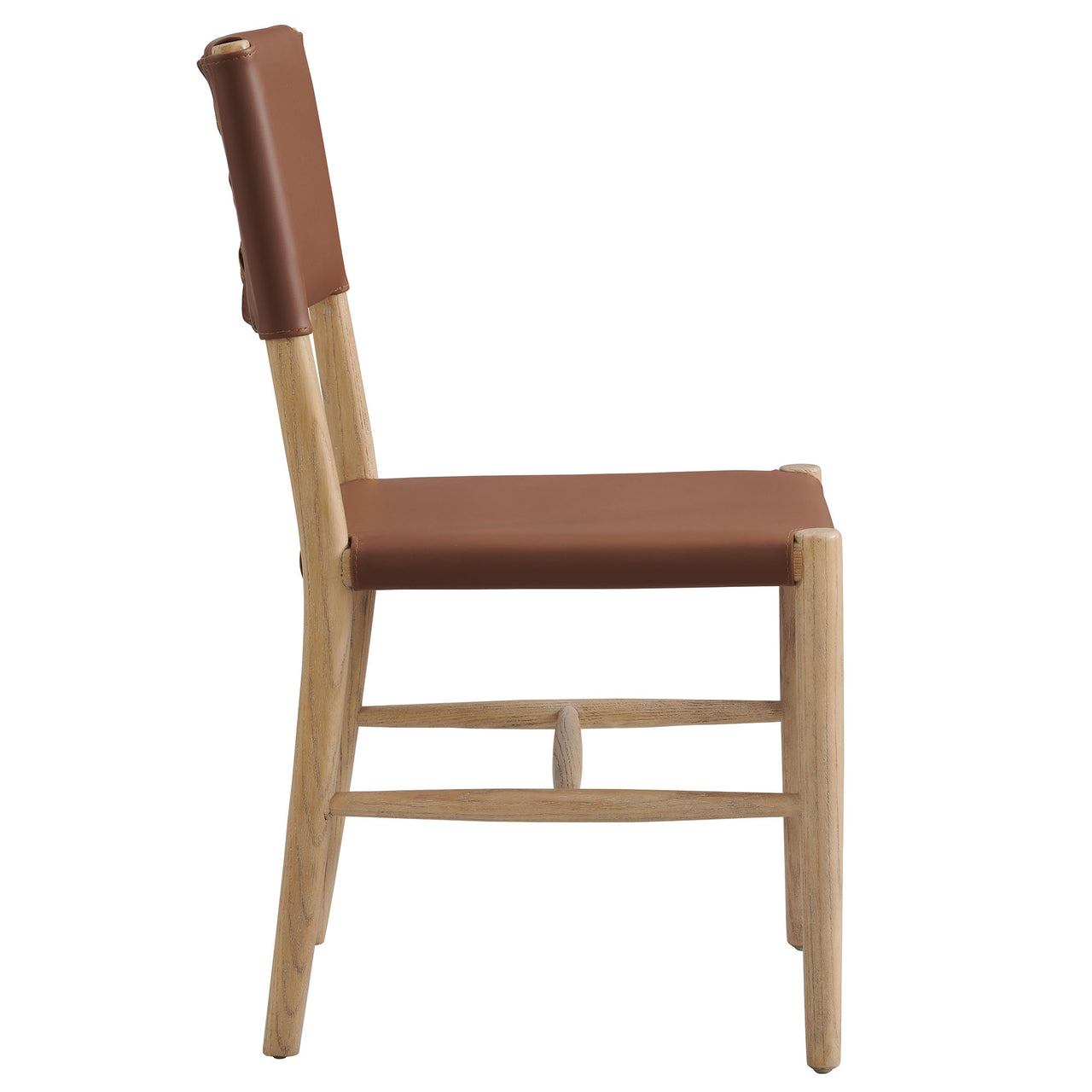 Dalvra Eco-Leather Dining Chair Set of 2, Natural Wood