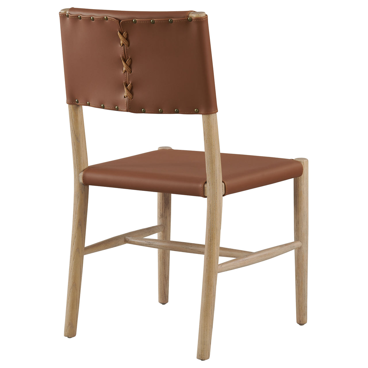Dalvra Eco-Leather Dining Chair Set of 2, Natural Wood
