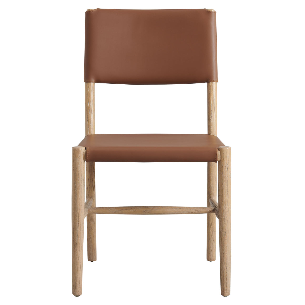 Dalvra Eco-Leather Dining Chair Set of 2, Natural Wood