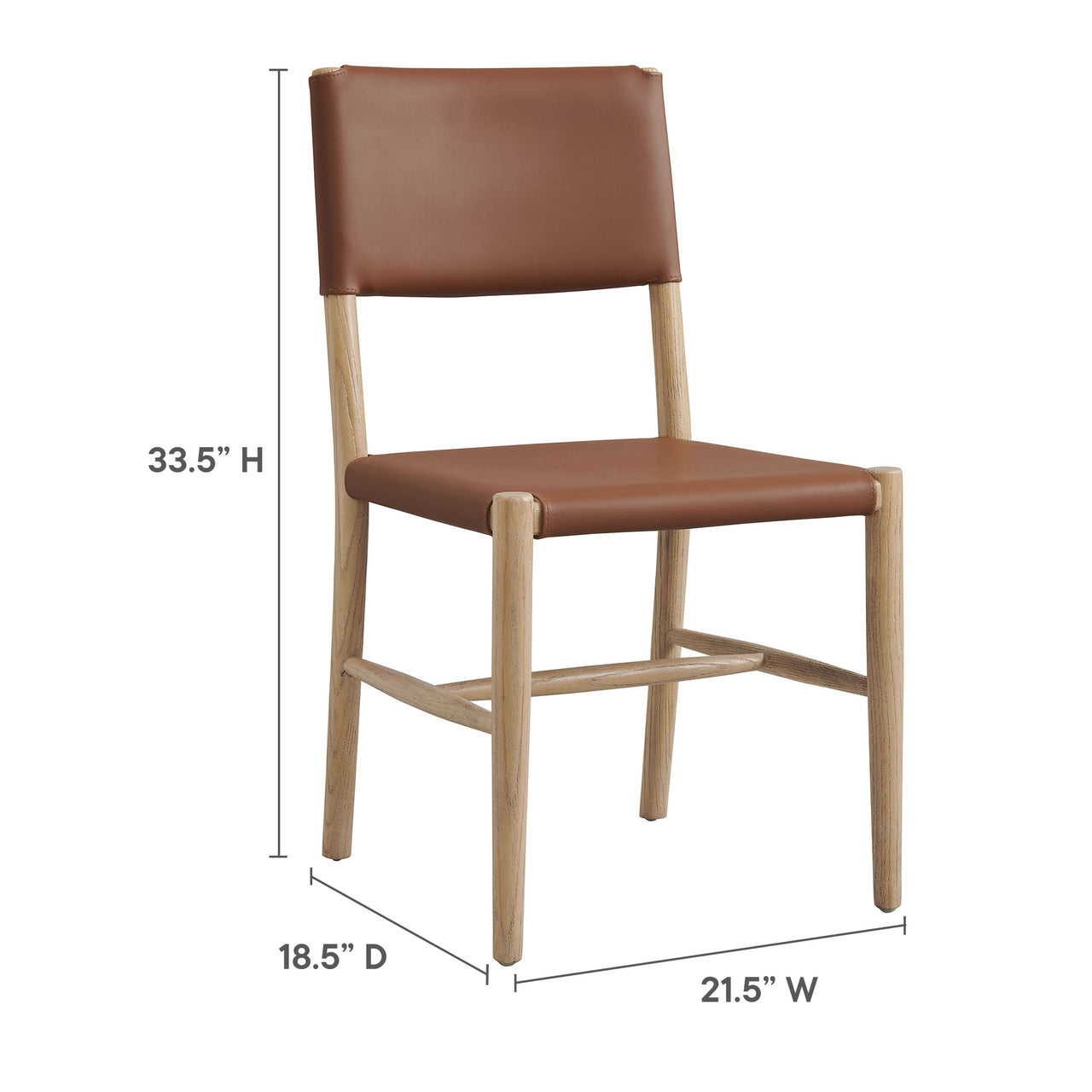 Dalvra Eco-Leather Dining Chair Set of 2, Natural Wood