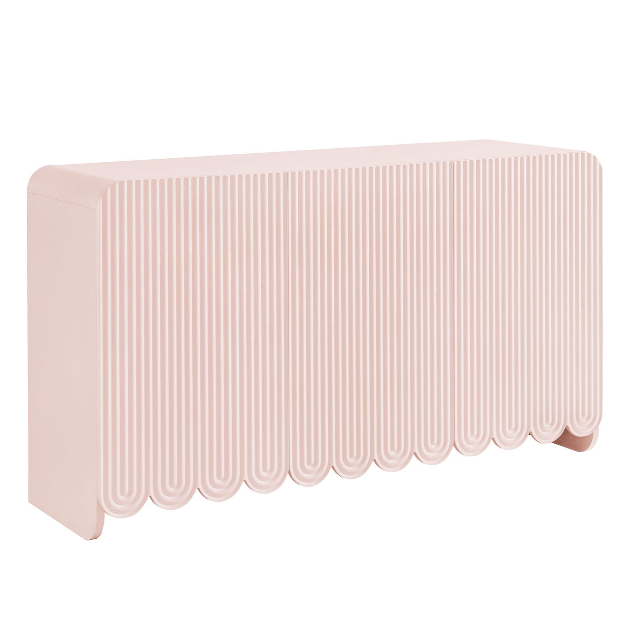 Florinelle Fluted and Petal-Carved Credenza, Pink