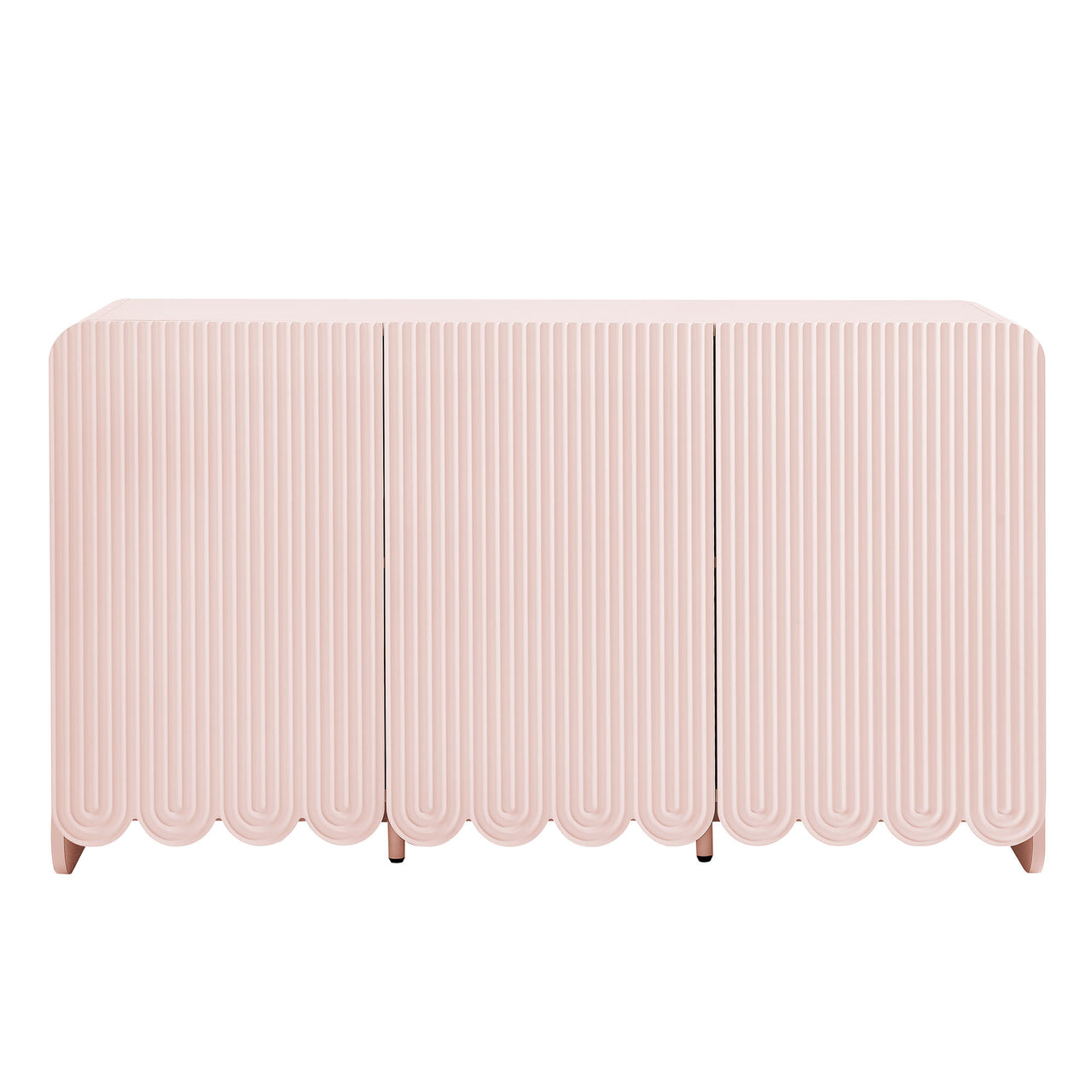 Florinelle Fluted and Petal-Carved Credenza, Pink