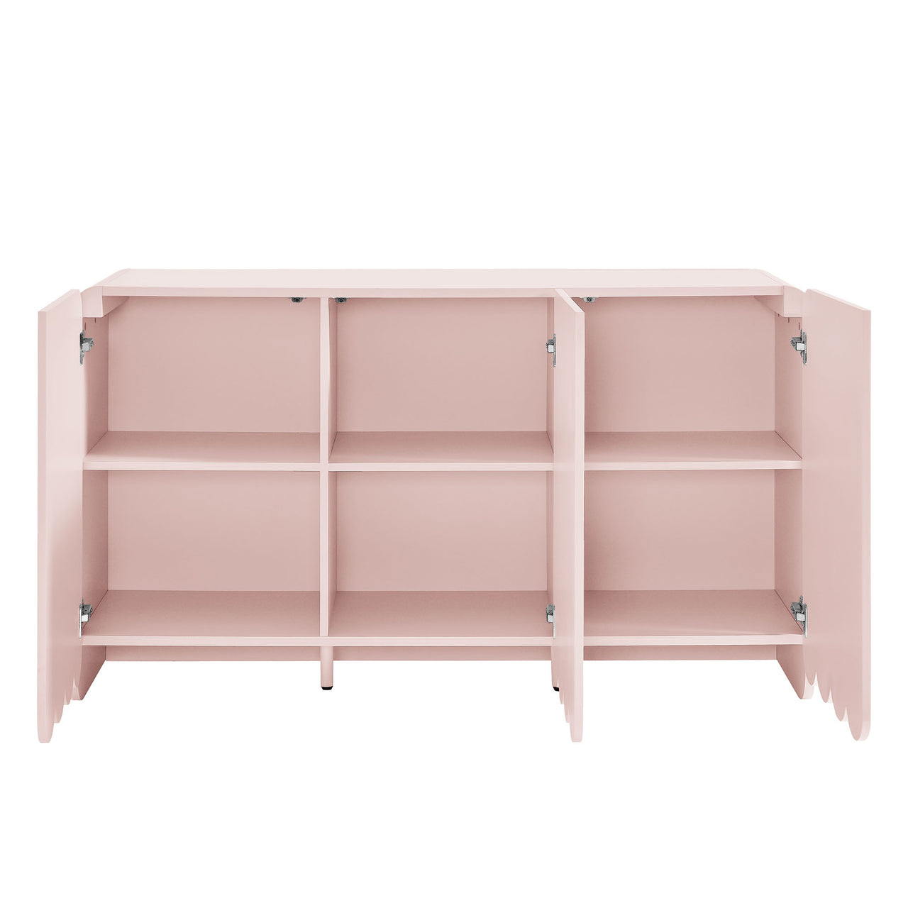 Florinelle Fluted and Petal-Carved Credenza, Pink