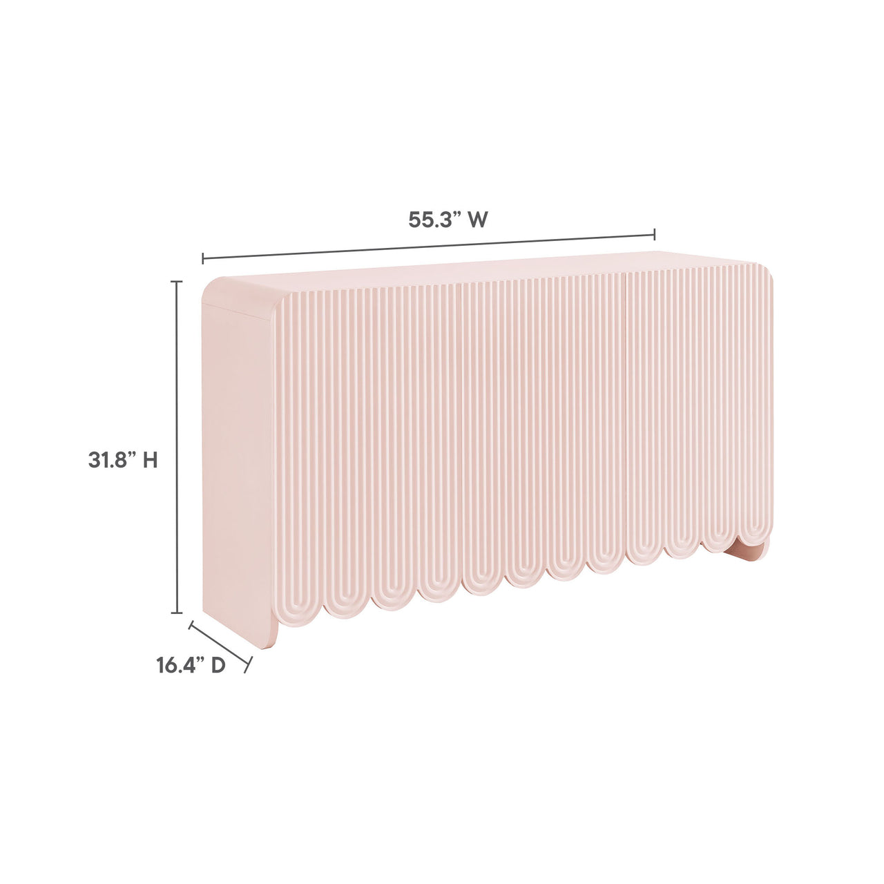 Florinelle Fluted and Petal-Carved Credenza, Pink