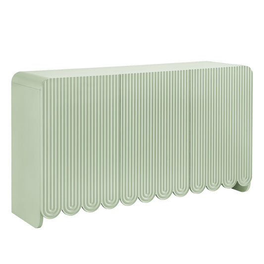 Florinelle Fluted and Petal-Carved Credenza, Sage