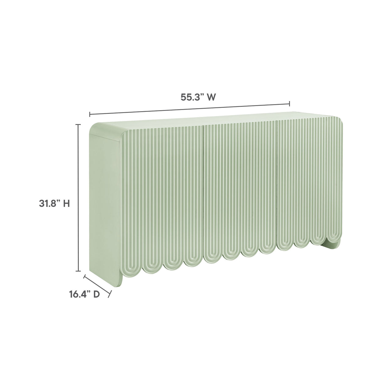 Florinelle Fluted and Petal-Carved Credenza, Sage