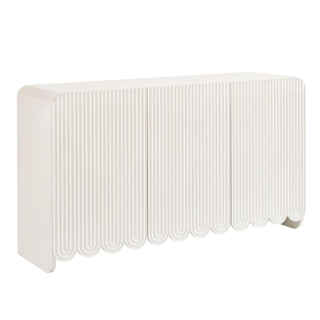 Florinelle Fluted and Petal-Carved Credenza, White