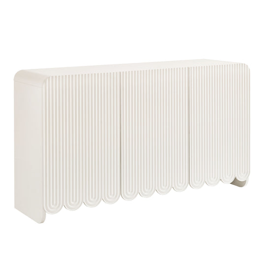 Florinelle Fluted and Petal-Carved Credenza, White