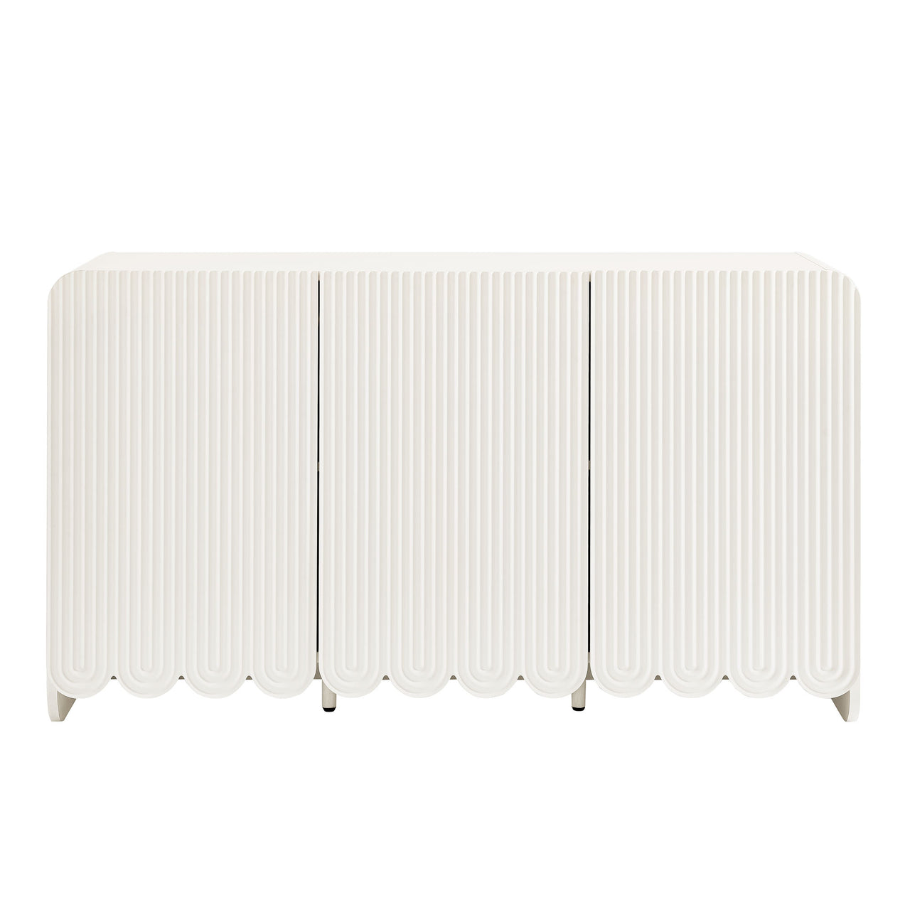 Florinelle Fluted and Petal-Carved Credenza, White