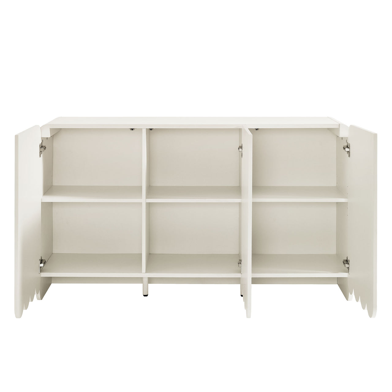 Florinelle Fluted and Petal-Carved Credenza, White