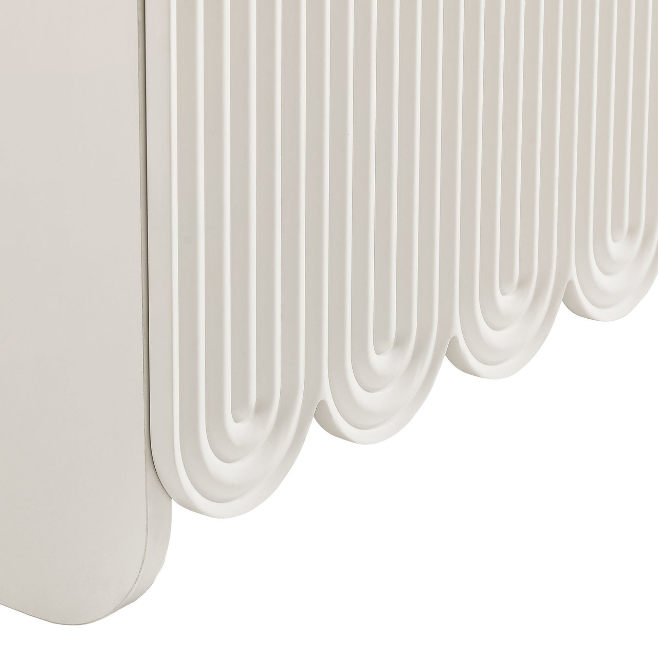 Florinelle Fluted and Petal-Carved Credenza, White