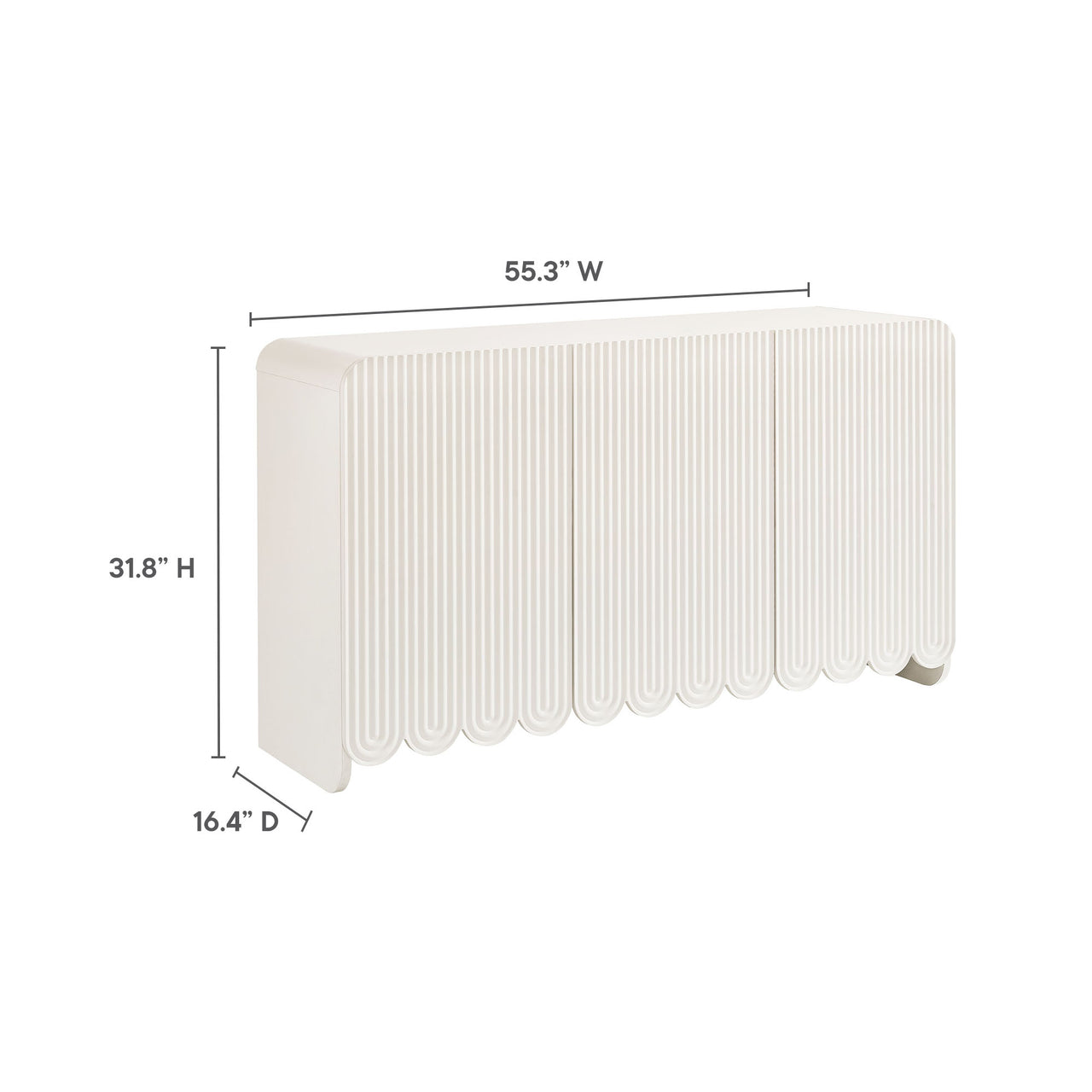 Florinelle Fluted and Petal-Carved Credenza, White