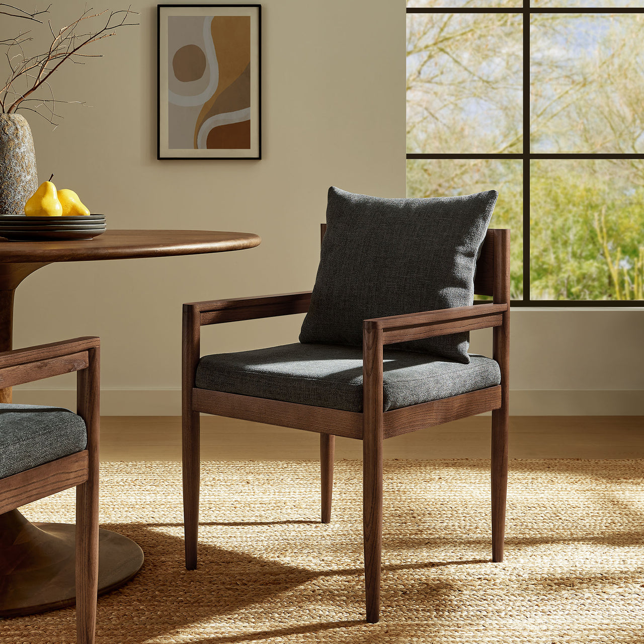 Zara Dining Armchair, Charcoal