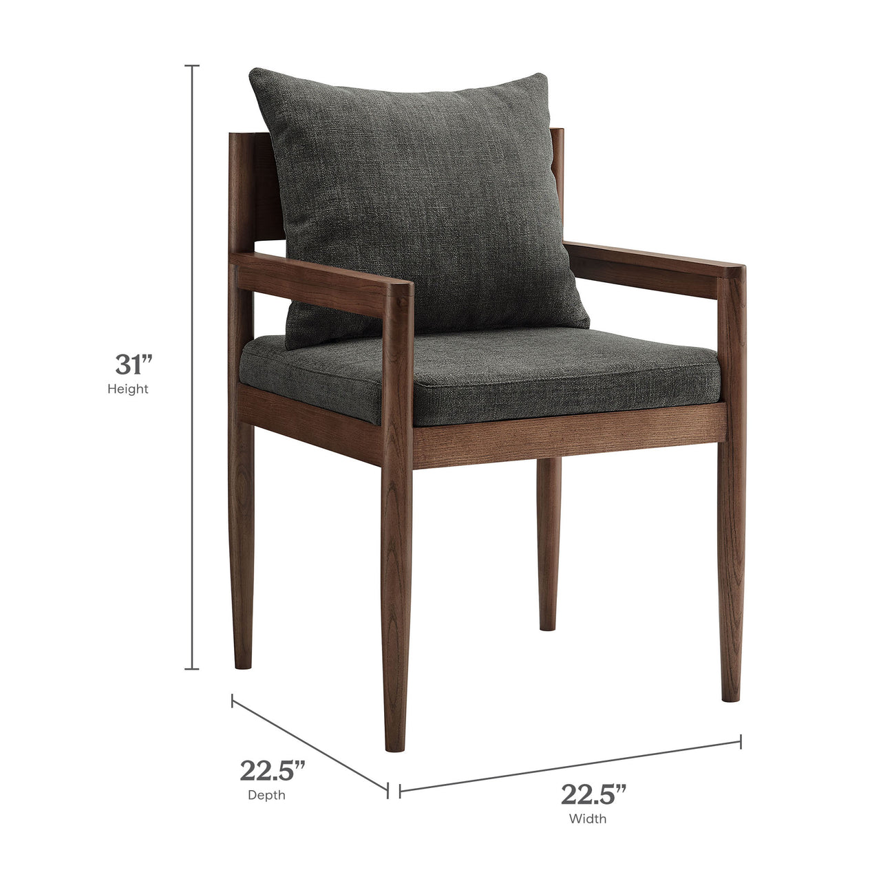 Zara Dining Armchair, Charcoal