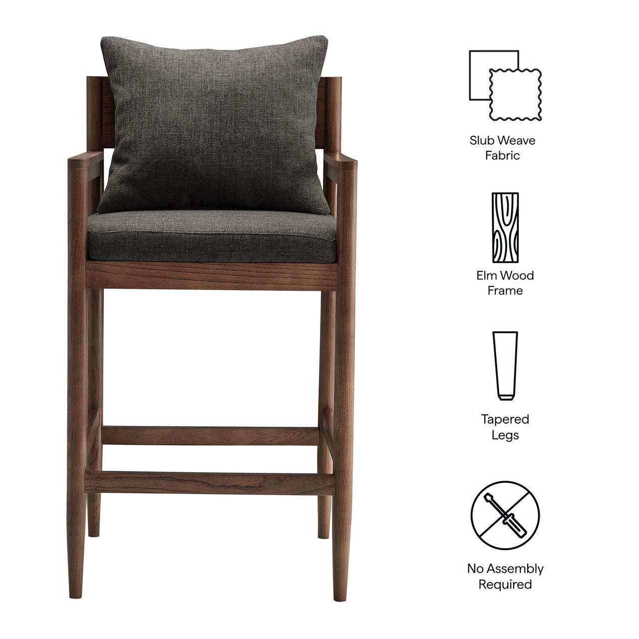 Zara Bar Stool, Charcoal