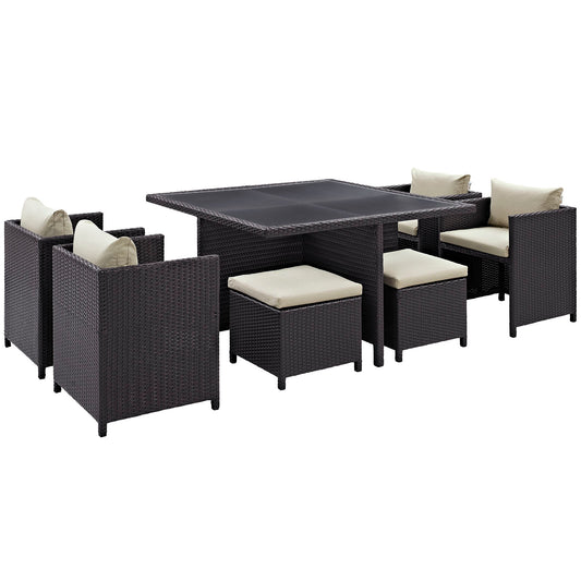 Nestrel Alfresco Patio Dining Set, Espresso & Beige