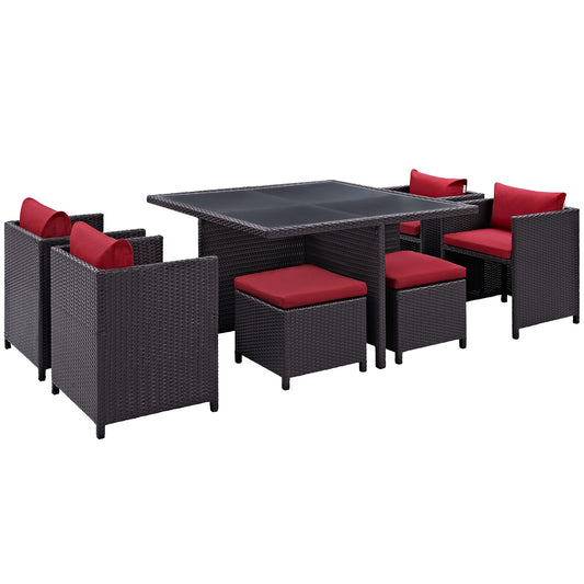 Nestrel Alfresco Patio Dining Set, Espresso & Red