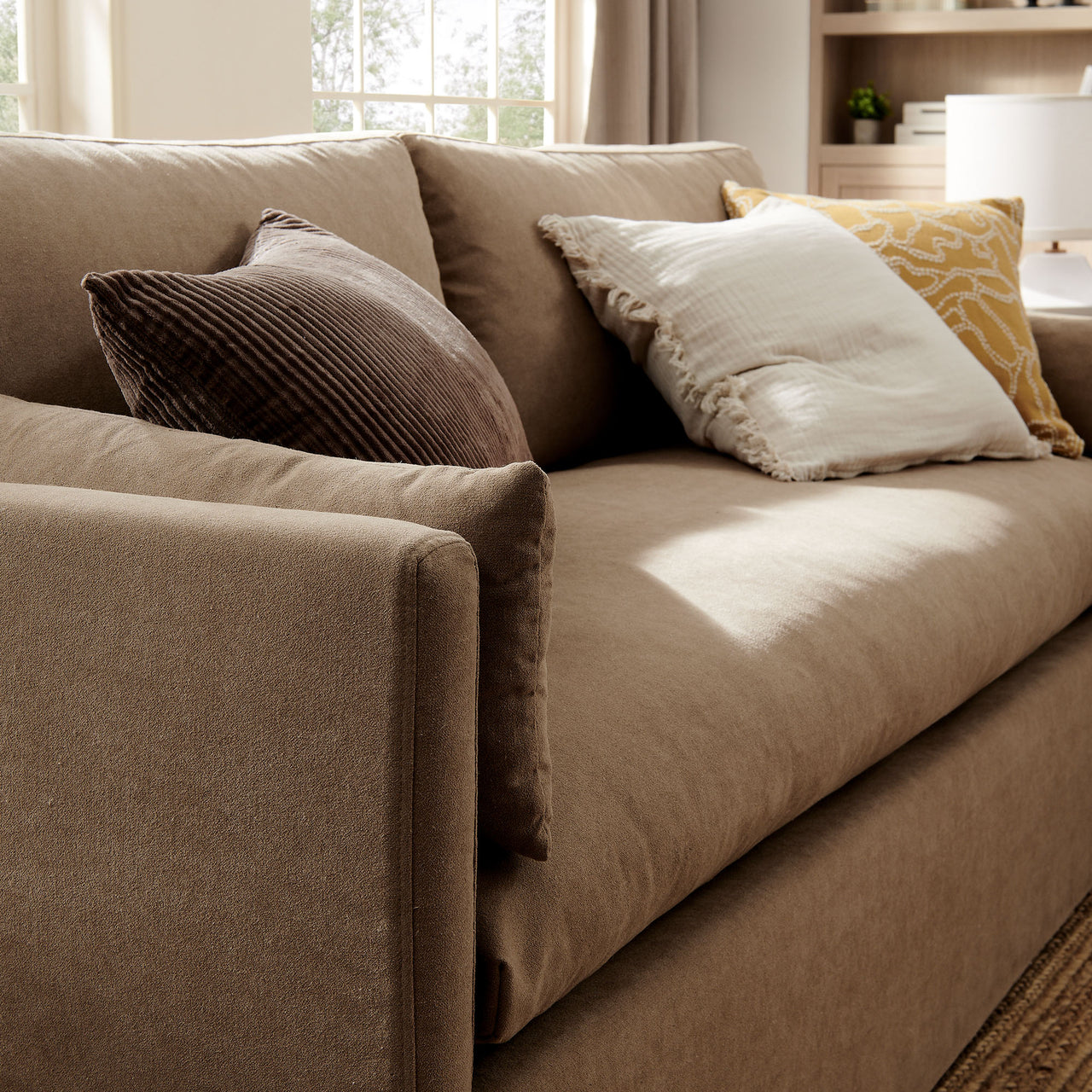 Cavari Fabric Sofa, Almond