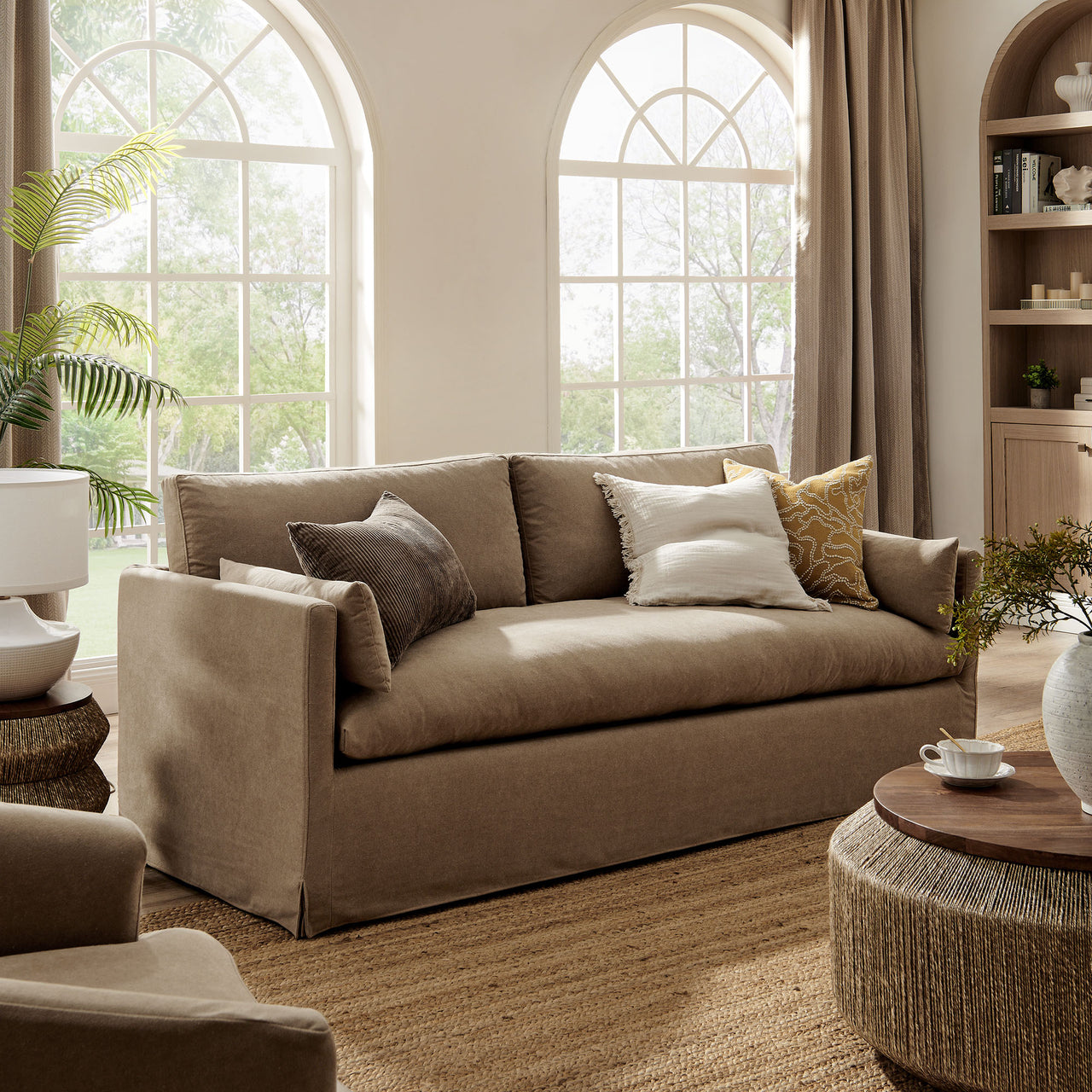 Cavari Fabric Sofa, Almond