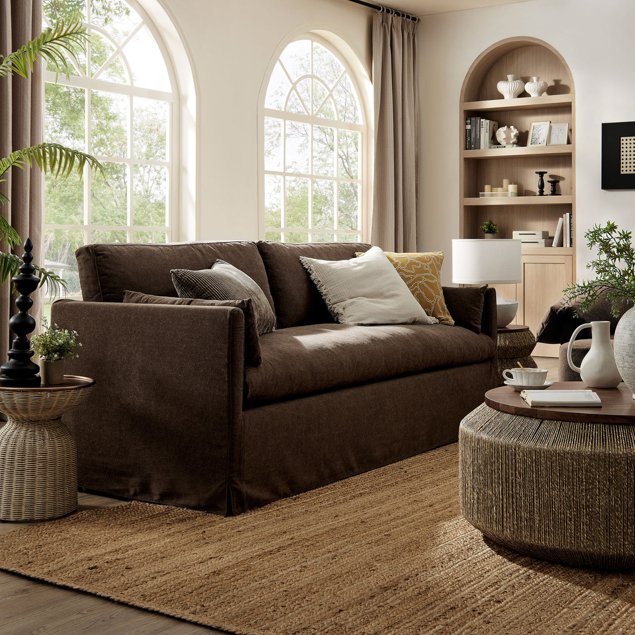 Cavari Fabric Sofa, Cocoa