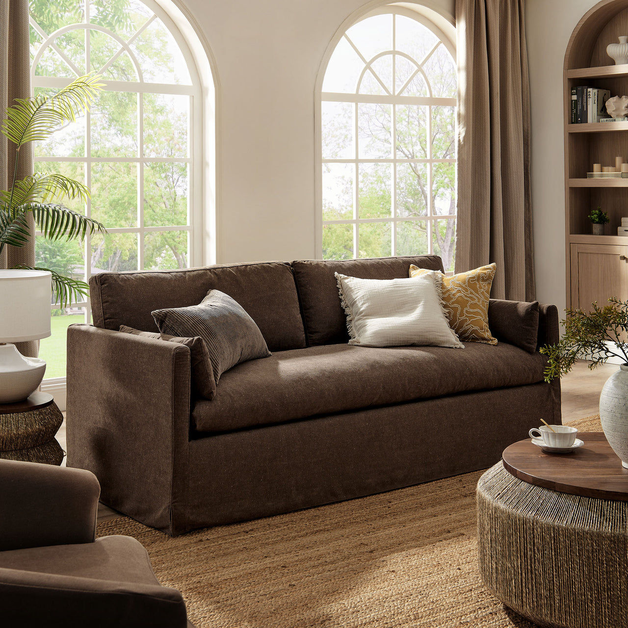 Cavari Fabric Sofa, Cocoa