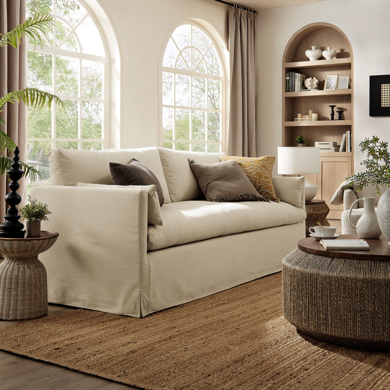 Cavari Fabric Sofa, Linen