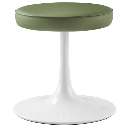 Lippa Vegan Leather Round Stool, Leaf