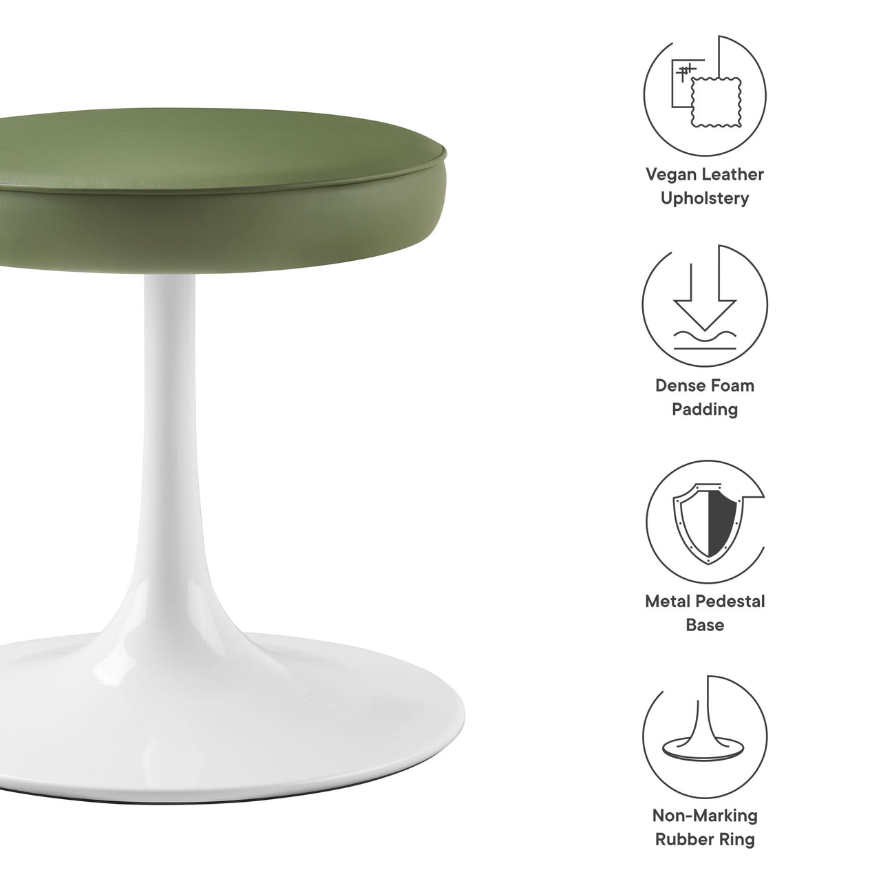 Ensemble Eco-Leather Round Stool, Leaf