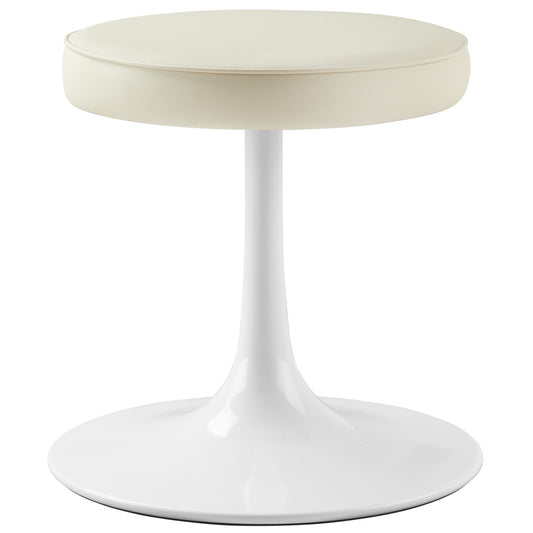 Lippa Vegan Leather Round Stool, Stone