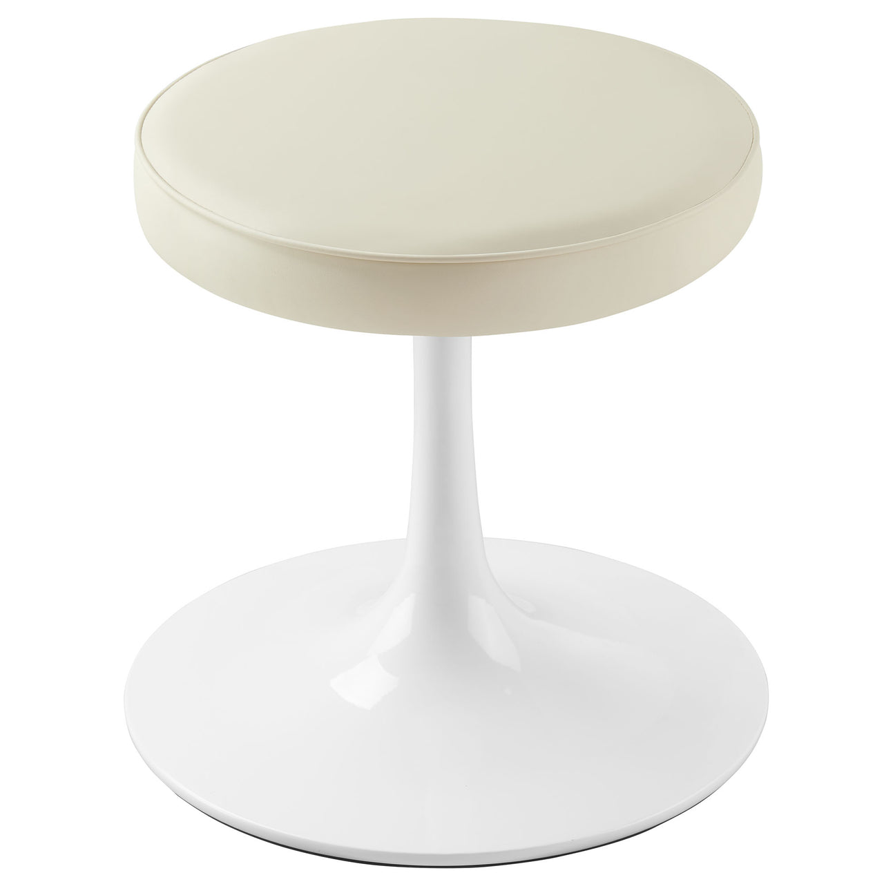 Ensemble Eco-Leather Round Stool, Ivory