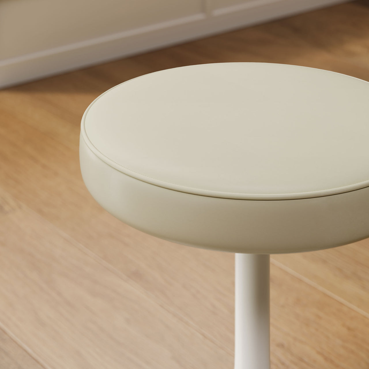 Ensemble Eco-Leather Round Stool, Ivory