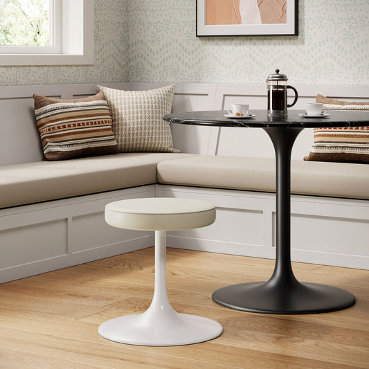 Ensemble Eco-Leather Round Stool, Ivory