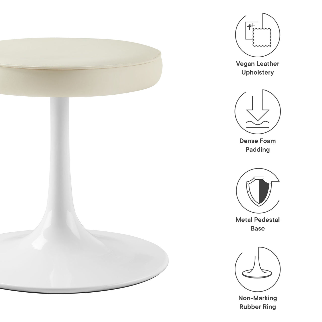 Ensemble Eco-Leather Round Stool, Ivory