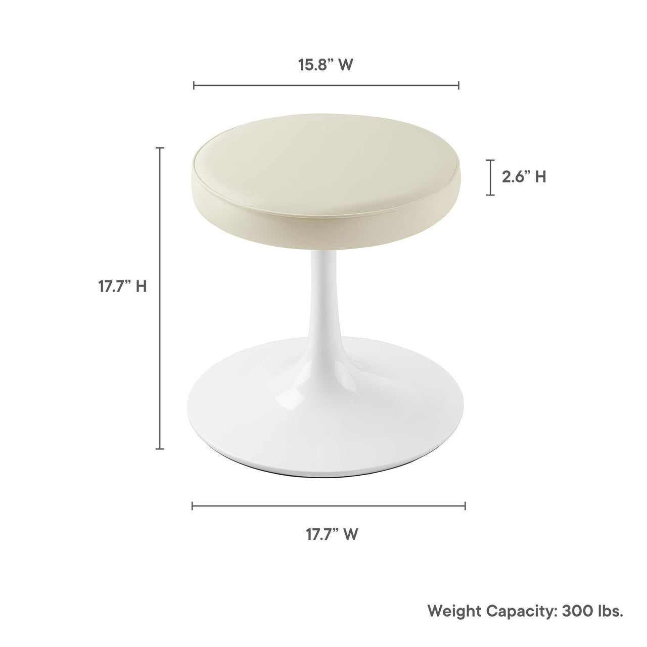 Ensemble Eco-Leather Round Stool, Ivory