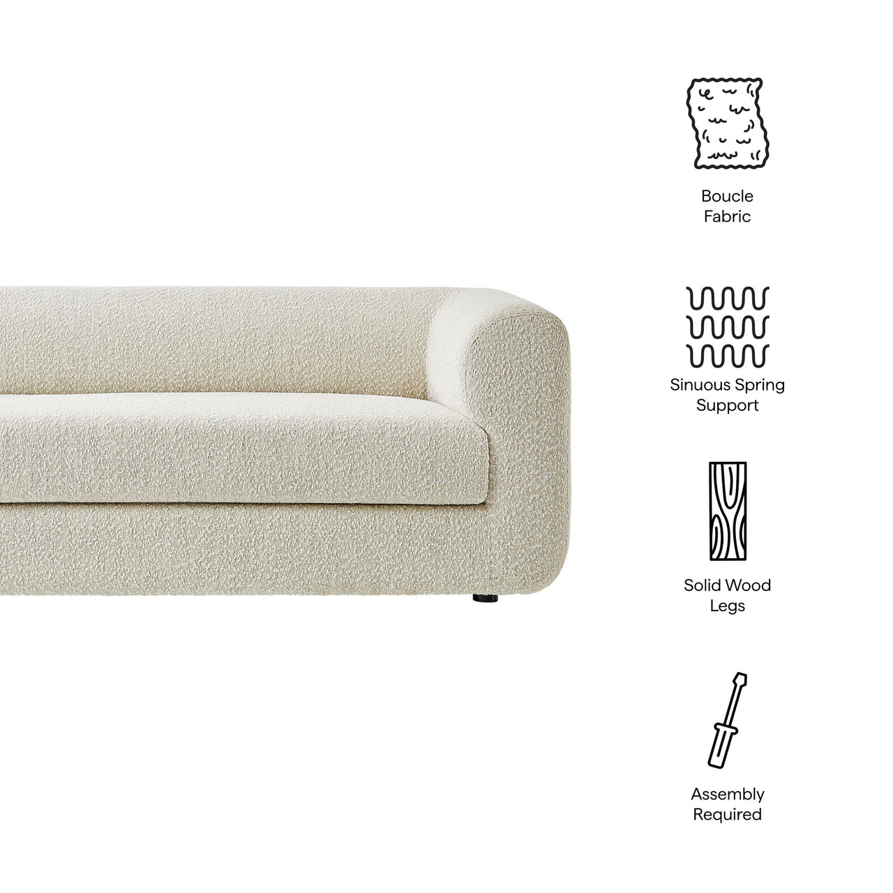 Guardian Upholstered Boucle Sofa, Ivory