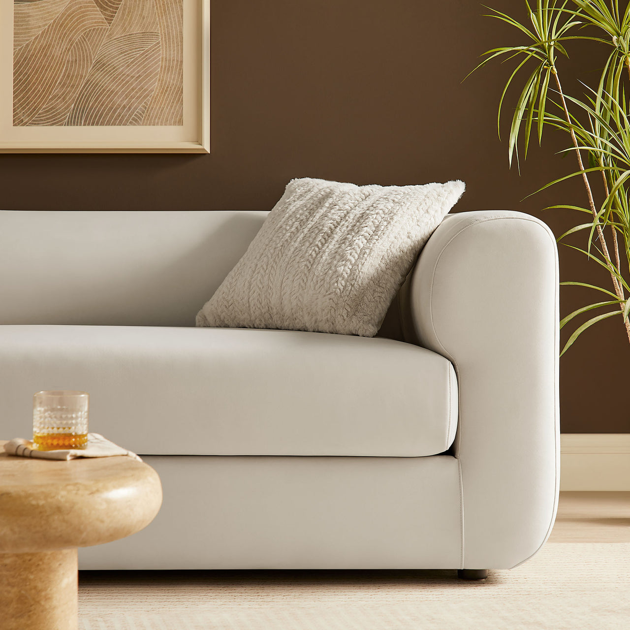 Guardian Upholstered Velvet Sofa, Chalk