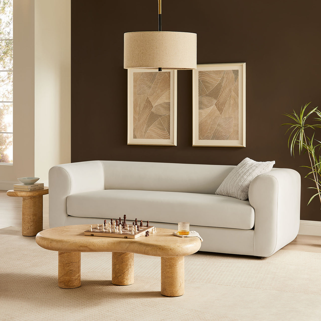 Guardian Upholstered Velvet Sofa, Chalk