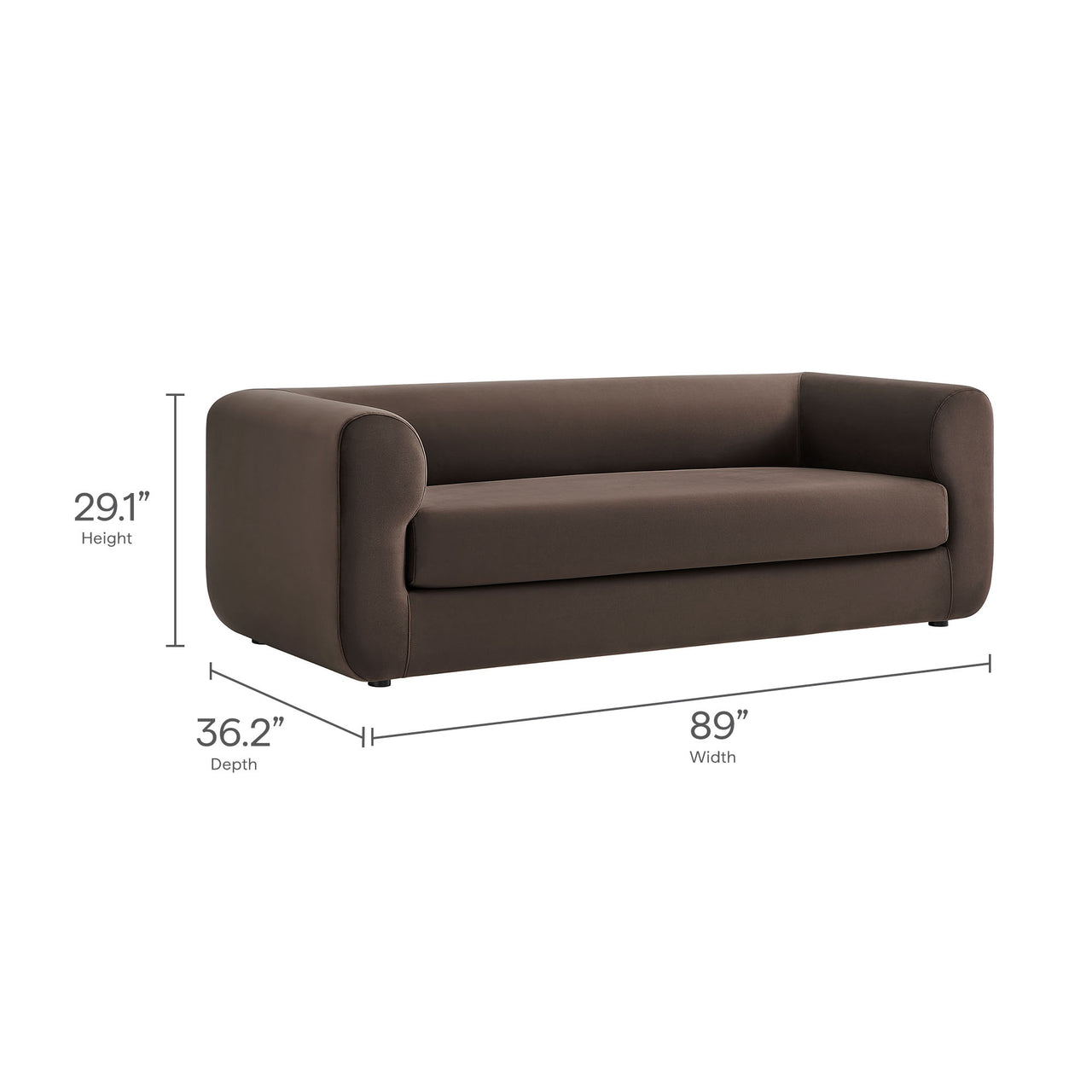 Guardian Upholstered Velvet Sofa, Chocolate Brown