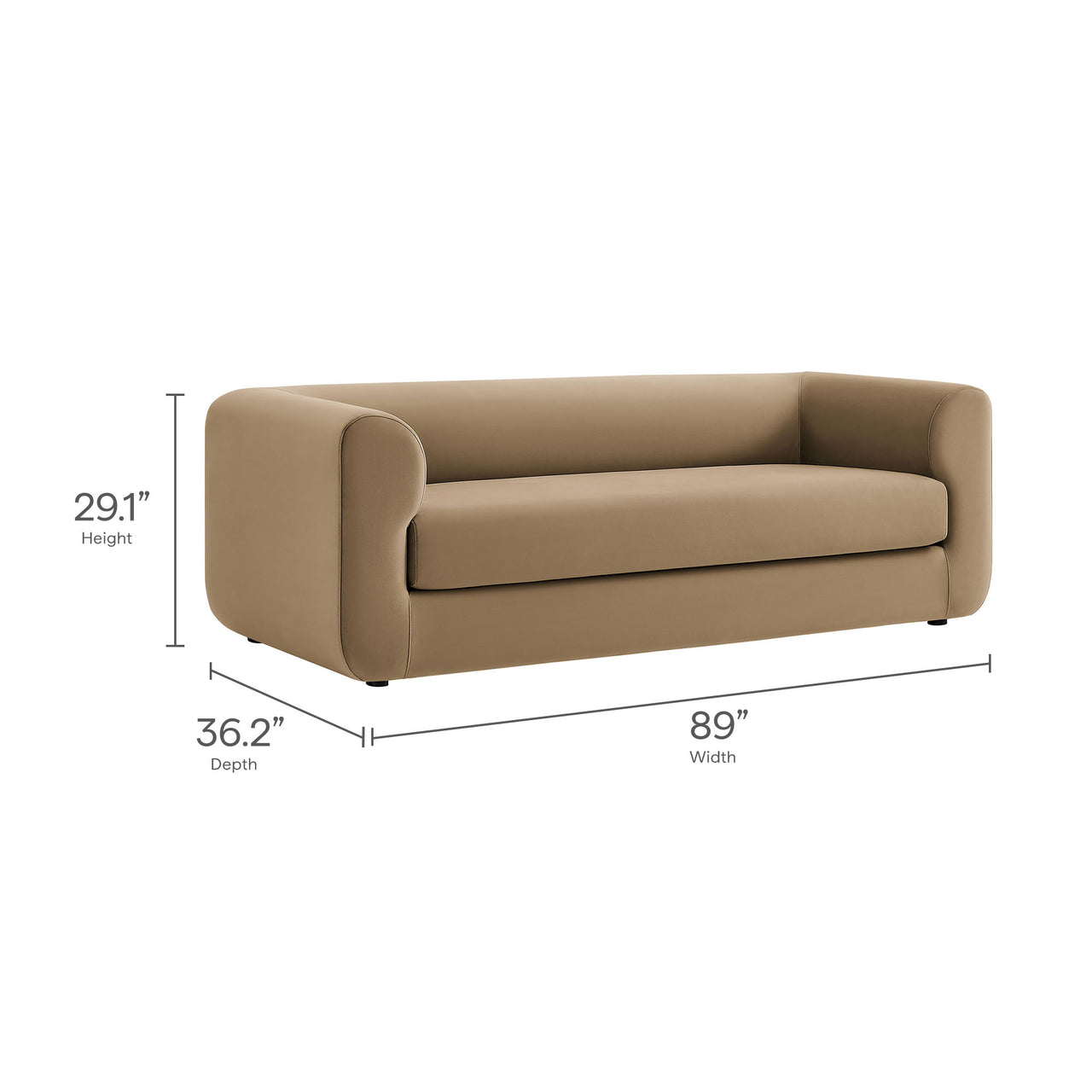 Guardian Upholstered Velvet Sofa, Taupe