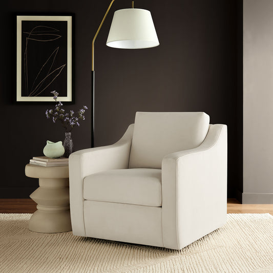 Lioness Upholstered Velvet Armchair, Chalk