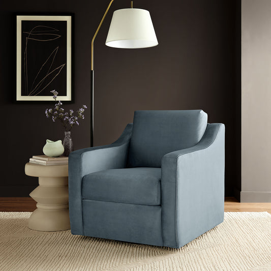 Lioness Upholstered Velvet Armchair, Slate