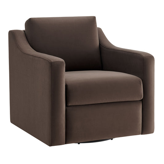 Lioness Upholstered Velvet Armchair, Chocolate Brown