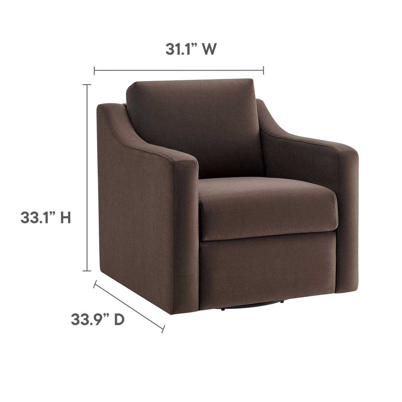 Lioness Upholstered Velvet Armchair, Chocolate Brown