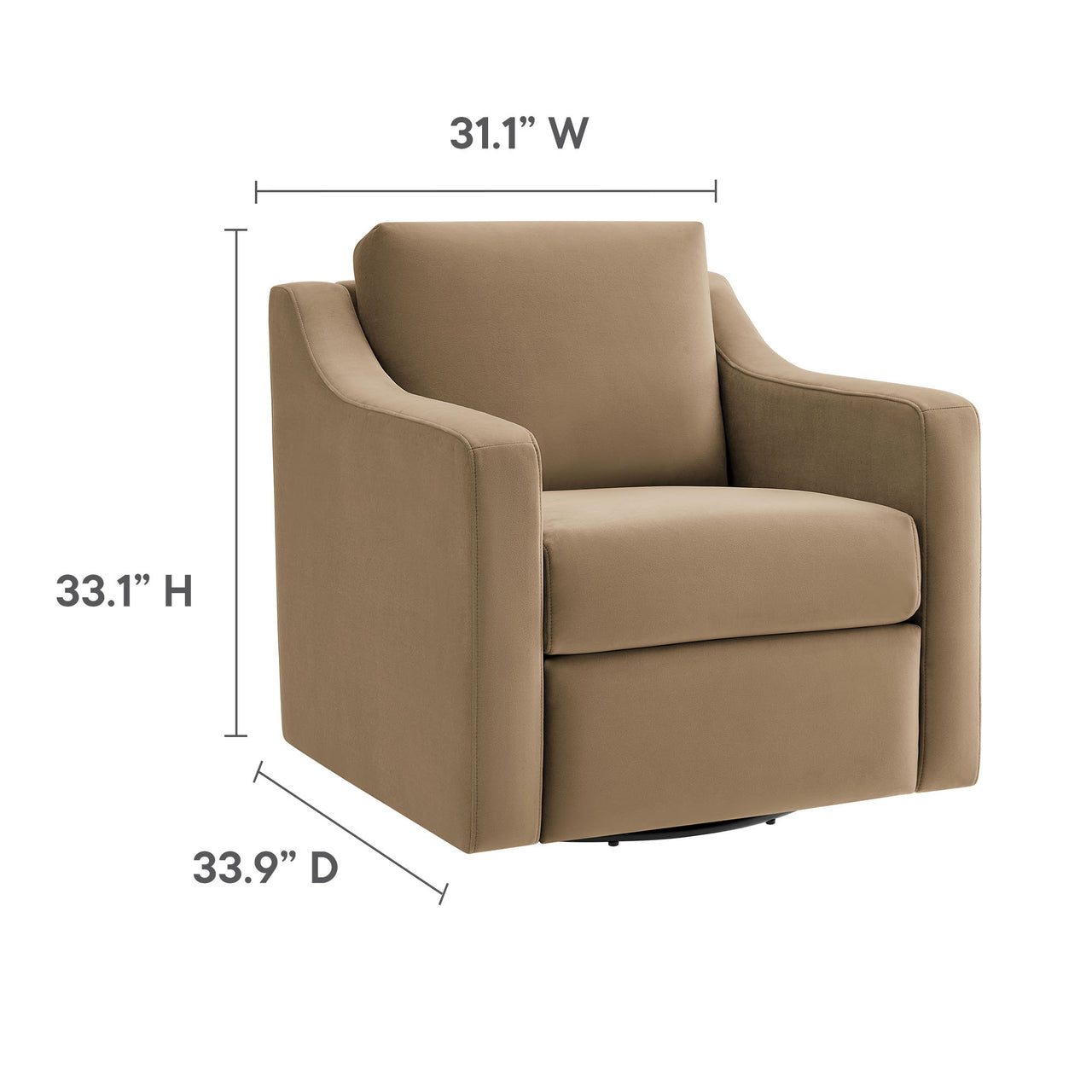 Lioness Upholstered Velvet Armchair, Taupe