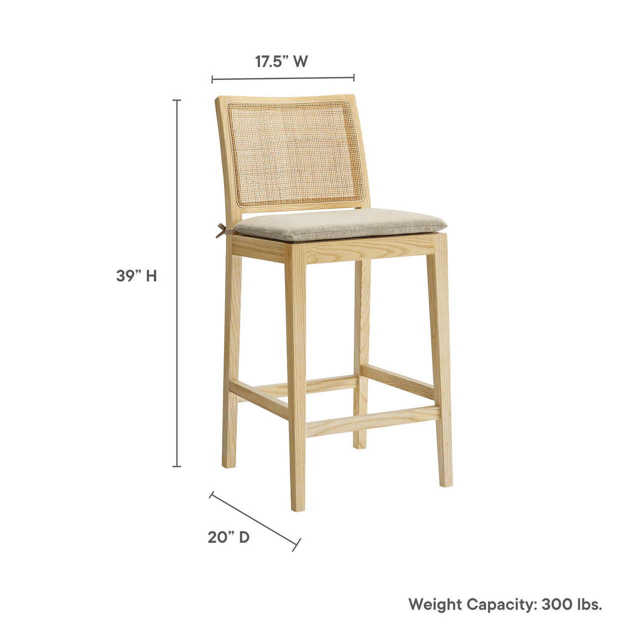 Chespike Counter Stool, Natural Wood